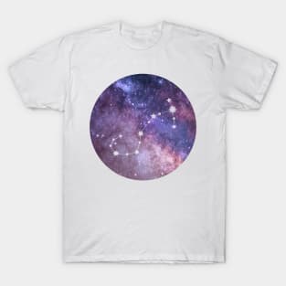 Scorpio Sign in the Dark Pink Starry Night Sky T-Shirt